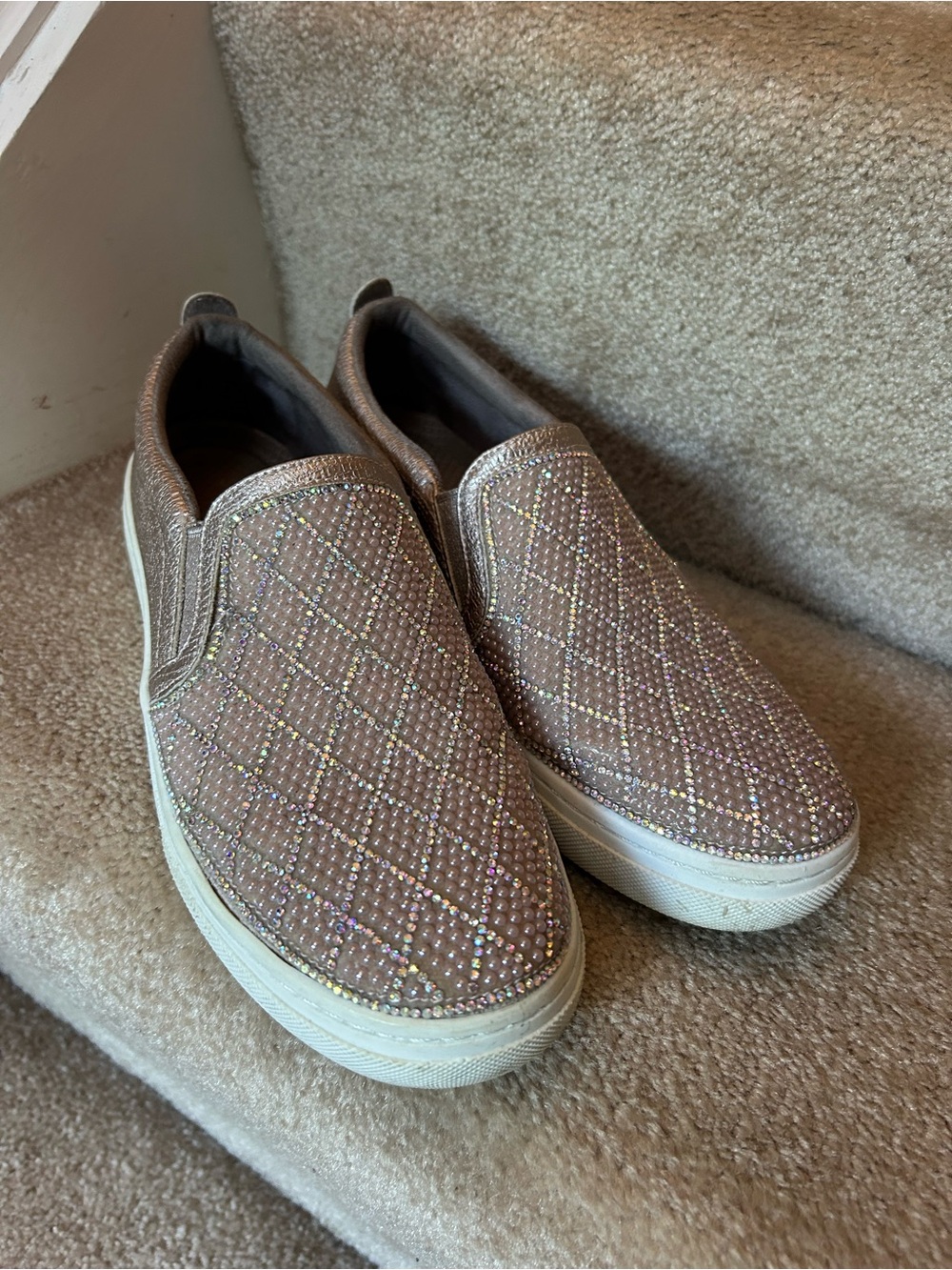 SKECHERS Casual Sneakers in Rose Gold with Crystal Detailing